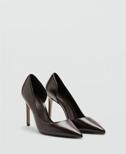 �}���S ���f�B�[�X �V���[�Y �p���v�X �A�V�����g���[ �q�[�� MANGO Women's Asymmetrical Heeled Shoes Chocolate �`���R���[�g