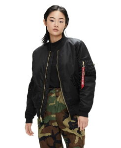 �A���t�@�C���_�X�g���[�Y ���f�B�[�X �A�E�^�[ �W���P�b�g�E�u���]�� Alpha Industries Women's Ma-1 Bomber Jacket Black �u���b�N