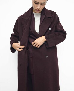 �}���S ���f�B�[�X �A�E�^�[ �W���P�b�g�E�u���]�� �E�[�� �R�[�g MANGO Women's Handmade Oversized Wool Coat Wine ���C��
