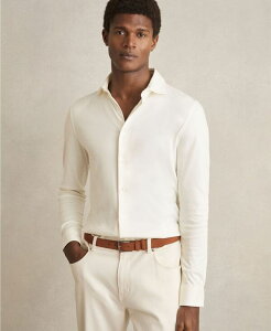 ���C�X �����Y �g�b�v�X �V���c �R�b�g�� REISS Men's Air-Water Cotton Button-Through Shirt Ecru �G�N����