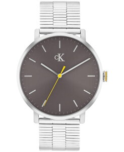 �J���o���N���C�� �����Y �A�N�Z�T���[ �r���v ���b�V�� T�V���c Calvin Klein Men's Real Silver Tone Stainlessteel Mesh Bracelet Watch 42mm Silver �V���o�[