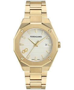 �t�F���K�� �����Y �A�N�Z�T���[ �r���v Ferragamo Men'swiss Edge Gold Ion Plated Bracelet Watch 40mm Ip Yellow Gold �C�G���[