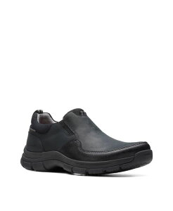 �N���[�N�X �����Y �V���[�Y �X�j�[�J�[ ���U�[ Clarks Men's Collection Walpath Step Leather Slip On Shoes Black Leather �u���b�N