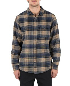 �n�[���[ �����Y �g�b�v�X �V���c ���� Hurley Men's Portland Plaid Long-Sleeve Shirt Blue/Beige �u���[