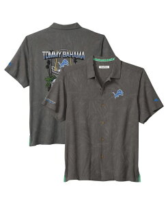 �g�b�~�[�o�n�} �����Y �g�b�v�X �V���c Tommy Bahama Men's Gray Detroit Lions Endzone Paradise COOLMAX Button-Up Shirt Gray �O���[