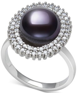 �x�� �h�D ���[�� ���f�B�[�X �A�N�Z�T���[ �����O Belle de Mer Peacock Black Cultured Freshwater Pearl (10mm) & Cubic Zirconia Halo Ring in Sterling Silver (Also Cultured Freshwater Pearl) Peacock �z���C�g