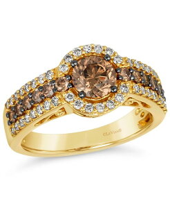 �� ���@�� ���f�B�[�X �A�N�Z�T���[ �����O Le Vian Chocolate Diamond & Nude Diamond Halo Triple Row Ring (1-3/8 ct.w.) in 14k Yellow Gold �C�G���[