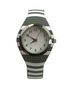�I���r�A�v���b�g ���f�B�[�X �A�N�Z�T���[ �r���v Olivia Pratt Gray Stripped Silicone Band Women Watch Gray �O���[