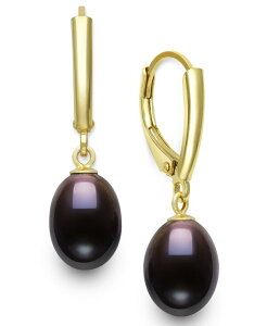 �x�� �h�D ���[�� ���f�B�[�X �A�N�Z�T���[ �s�A�X�E�C�������O Belle de Mer Cultured Freshwater Peacock Black Dropearl (7-8mm) Earrings in 14k Gold over Black �u���b�N