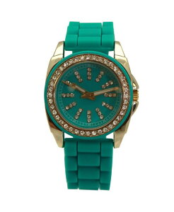 �I���r�A�v���b�g ���f�B�[�X �A�N�Z�T���[ �r���v Olivia Pratturquoise Bright Silicone Band with Rhinestones Numeral Women Watch Turquoise �^�[�R�C�Y