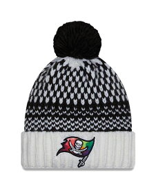 ニューエラ レディース アクセサリー 帽子 ニット New Era Women's Tampa Bay Buccaneers 2023 NFL Crucial Catch Cuffed Pom Knit Hat Black White ホワイト