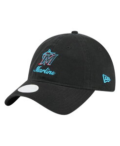 �j���[�G�� ���f�B�[�X �A�N�Z�T���[ �X�q New Era Women's Black Miami Marlins Preppy Team 9TWENTY Adjustable Hat Black �u���b�N