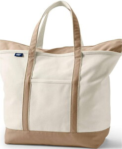 �����Y�G���h ���f�B�[�X �o�b�O Lands' End Extra Large 5 Pocket Zip Top Canvas Tote Bag Natural/rich camel �L������