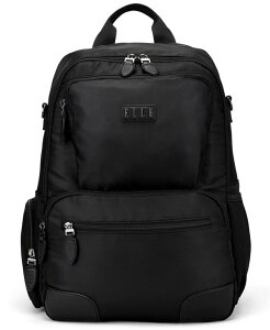 �G�� ���f�B�[�X �o�b�O �o�b�N�p�b�N�E�����b�N�T�b�N ���U�[ �t�F�C�N���U�[ ELLE Voyage 17.5 Twill and Faux Leather Backpack Black �u���b�N