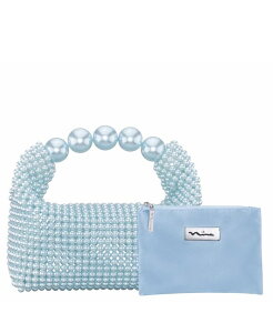 �j�i ���f�B�[�X �o�b�O Nina Large Beaded Handle Hobo Bag Icy Blue �u���[