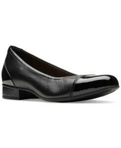 �N���[�N�X ���f�B�[�X �V���[�Y �p���v�X �L���b�v Clarks Women's Juliet Step Slip-On Cap-Toe Flats Black Leat �u���b�N