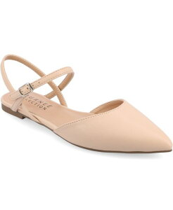 �W�����l �R���N�V���� ���f�B�[�X �V���[�Y �p���v�X Journee Collection Women's Martine Strappy Pointed Toe Flats Vanilla