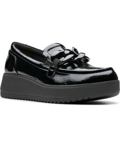�N���[�N�X ���f�B�[�X �V���[�Y �p���v�X ���[�t�@�[ �q�[�� Clarks Collection Zylah May Low-Heeloafers Black Crinkle Patent Synthetic �u���b�N