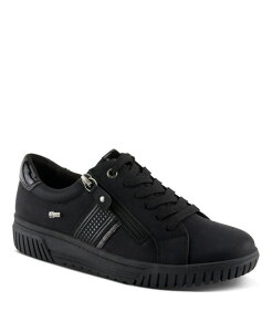 �X�v�����O�X�e�b�v ���f�B�[�X �V���[�Y �X�j�[�J�[ �v���X�T�C�Y ���[�X Spring Step Women's Jamia Sneakers Dual Closure with Laces and Zipper Plush Textile Lining Shock Absorbing Wateresistant Synthetic Upper Black �u���b