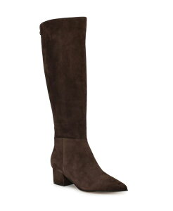 �i�C���E�F�X�g ���f�B�[�X �V���[�Y �u�[�c�E���C���u�[�c �g�[�� �q�[�� Nine West Women's Morgin Tall Pointy Toe Block Heel Boots Regular & Wide Calf Dark Brown Suede �u���E��