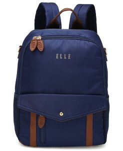 �G�� ���f�B�[�X �o�b�O �o�b�N�p�b�N�E�����b�N�T�b�N ���U�[ �t�F�C�N���U�[ ELLE Luxe Journey 15.5 Twill and Faux Leather Backpack Navy �l�C�r�[