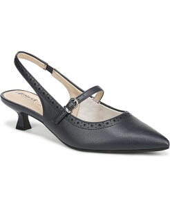 ���C�t�X�g���C�h ���f�B�[�X �V���[�Y �p���v�X �q�[�� LifeStride Women's Marilyn Pointed Toe Kitten Heel Slingback Pumps Lux Navy Faux Leather �l�C�r�[