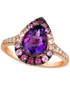 �� ���@�� ���f�B�[�X �A�N�Z�T���[ �����O Le Vian Multi-Gemstone (2-1/5 ct.w.) & Nude Diamond (1/6 ct.w.) Pear Halo Ring in 14k Rose 14K Rg �S�[���h