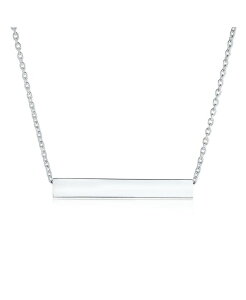 �u�����O ���f�B�[�X �A�N�Z�T���[ �l�b�N���X�E�`���[�J�[�E�y���_���g�g�b�v �~�j ���[�X Bling Jewelry Message Initialsimple Geometric Minimalist 3 Sided Tube Horizontal Bar Pendant Necklace For Women Sterling Silver 