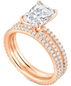 �o�b�W�F���[�~�V���J ���f�B�[�X �A�N�Z�T���[ �����O Badgley Mischka Certified Lab Grown Diamond Radiant Bridal Set (3 ct.w.) in 14k Rose �S�[���h