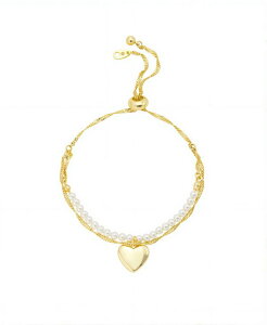 �A�����g�D�� ���f�B�[�X �A�N�Z�T���[ �u���X���b�g�E�o���O���E�A���N���b�g Unwritten Gold Heart Glass Cultivated Pearls Beads Twist Chain Double Strand Bolo Bracelet Gold �S�[���h