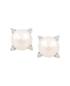 �z�m�� ���f�B�[�X �A�N�Z�T���[ �s�A�X�E�C�������O Honora Cultured Freshwater Pearl (8mm) & Diamond (1/8 ct.w.) Stud Earrings in 14k Yellow Gold �C�G���[