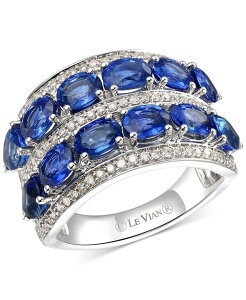 �� ���@�� ���f�B�[�X �A�N�Z�T���[ �����O Le Vian Creme Brulee Blueberry Sapphire (4-3/4 ct.w.) & Nude Diamond (1/2 ct.w.) Double Row Ring in 14k White Sapphire �T�t�@�C�A