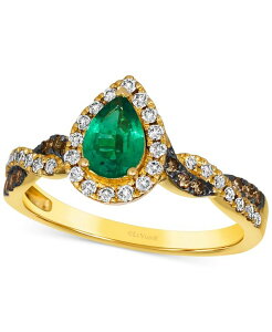 �� ���@�� ���f�B�[�X �A�N�Z�T���[ �����O Le Vian Costa Smeralda Emeralds (3/8 ct.w.) & Diamond (1/3 ct.w.) Pear Halo Ring in 14k No Color �S�[���h