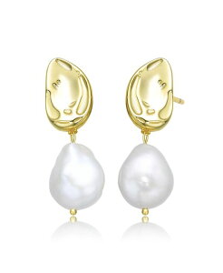 �W���l���B���F ���f�B�[�X �A�N�Z�T���[ �s�A�X�E�C�������O Genevivelegant Sterling Silver with 14K Gold Plating and Genuine Freshwater Pearl Dangling Earrings Gold �S�[���h