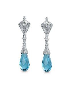 �u�����O ���f�B�[�X �A�N�Z�T���[ �s�A�X�E�C�������O Bling Jewelry Deco Style Aqua Blue Briolette Faceted Teardrop Cubic Zirconia CZ Chandelier Earringsterling Blue �u���[