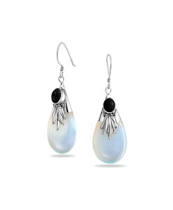 �u�����O ���f�B�[�X �A�N�Z�T���[ �s�A�X�E�C�������O Bling Jewelry Western Style Rainbow Opalite Glass Teardropear Shapedanglearringsterling Silver Fishook Black �u���b�N