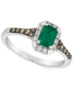 �� ���@�� ���f�B�[�X �A�N�Z�T���[ �����O Le Vian Emerald (1/3 ct.w.) Nude Diamond (1/20 ct.w.) & Chocolate Diamond (1/6 ct.w.) Ring in 14k White Gold �z���C�g