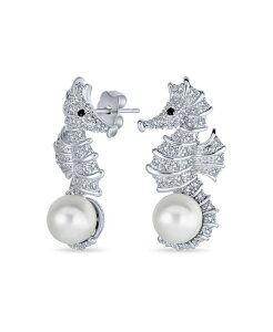 �u�����O ���f�B�[�X �A�N�Z�T���[ �s�A�X�E�C�������O Bling Jewelry Nautical Cubic Zirconia CZ White Simulated Pearl Seahorsearrings Brass White �z���C�g