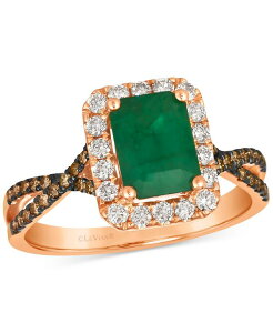 �� ���@�� ���f�B�[�X �A�N�Z�T���[ �����O Le Vianew Emerald (1-1/5 ct.w.) & Diamond (1/2 ct.w.) Halo Twist Ring in 14k Rose Gold �S�[���h
