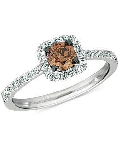 �� ���@�� ���f�B�[�X �A�N�Z�T���[ �����O Le Vian Chocolatier Chocolate Diamond & Vanilla Diamond Halo Ring (3/4 ct.w.) in 14k White Gold �z���C�g
