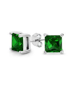 �u�����O ���f�B�[�X �A�N�Z�T���[ �s�A�X�E�C�������O Bling Jewelry 2CT Square Cubic Zirconia CZ Stud Earringsterling Silver 7MM Silver green �O���[��