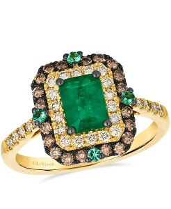 �� ���@�� ���f�B�[�X �A�N�Z�T���[ �����O Le Vian Emerald (0.77 ct.w.) Chocolate Diamond (0.28 ct.w.) and Nude Diamond (0.31 ct.w.) Ring in 14k Honeyellow Gold Green �C�G���[