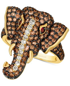 �� ���@�� ���f�B�[�X �A�N�Z�T���[ �����O Le Vian Diamond (2 ct.w.) & Passion Ruby Accent Elephant Ring in 14k Honey Gold Ring �S�[���h