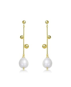 �W���l���B���F ���f�B�[�X �A�N�Z�T���[ �s�A�X�E�C�������O Genevive Sterling Silver 14K Gold Plated Genuine Freshwater Pearl Dangling Earrings Gold �S�[���h