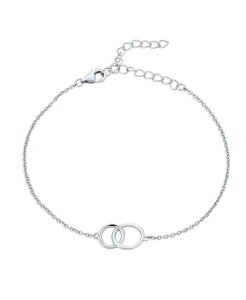 �u�����O ���f�B�[�X �A�N�Z�T���[ �u���X���b�g�E�o���O���E�A���N���b�g �~�j Bling Jewelry BFFriendship Double Love Two Interlocking Mini Eternity Ring Circles Bracelets Mother Daughter Sterling Silver Small Wrist 6 7 Silve