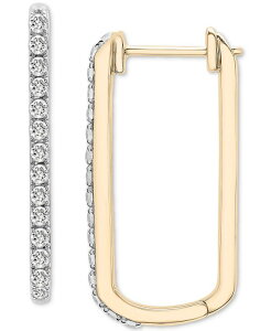 ���b�v�h �C�� ���� ���f�B�[�X �A�N�Z�T���[ �����O Wrapped in Love Diamond Open Rectangle Small Hoop Earrings (1/2 ct.w.) in 14k Yellow or White Yellow Gold �C�G���[