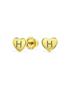 �u�����O ���f�B�[�X �A�N�Z�T���[ �s�A�X�E�C�������O �~�j Bling Jewelry Minimalist Alphabet Initialetter A-Z Real Yellow 14K Gold Screw back Mini Solid Heart Shaped Stud Earrings Gold h �S�[���h