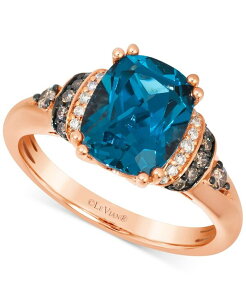 �� ���@�� ���f�B�[�X �A�N�Z�T���[ �����O Le Vian London Blue Topaz (3-1/4 ct.w.) & Diamond (1/5 ct.w.) Pear Halo Statement Ring in 14k Rose Gold �S�[���h