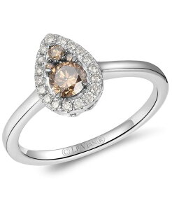 �� ���@�� ���f�B�[�X �A�N�Z�T���[ �����O Le Vian Chocolate Diamond & Nude Diamond Pear Halo Ring (1/2 ct.w.) in 14k White Gold �z���C�g