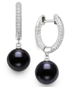 �x�� �h�D ���[�� ���f�B�[�X �A�N�Z�T���[ �s�A�X�E�C�������O Belle de Mer Cultured Freshwater Peacock Black Pearl (10-11mm) and Lab Created Sapphire Drop Earrings in Sterling Black �u���b�N